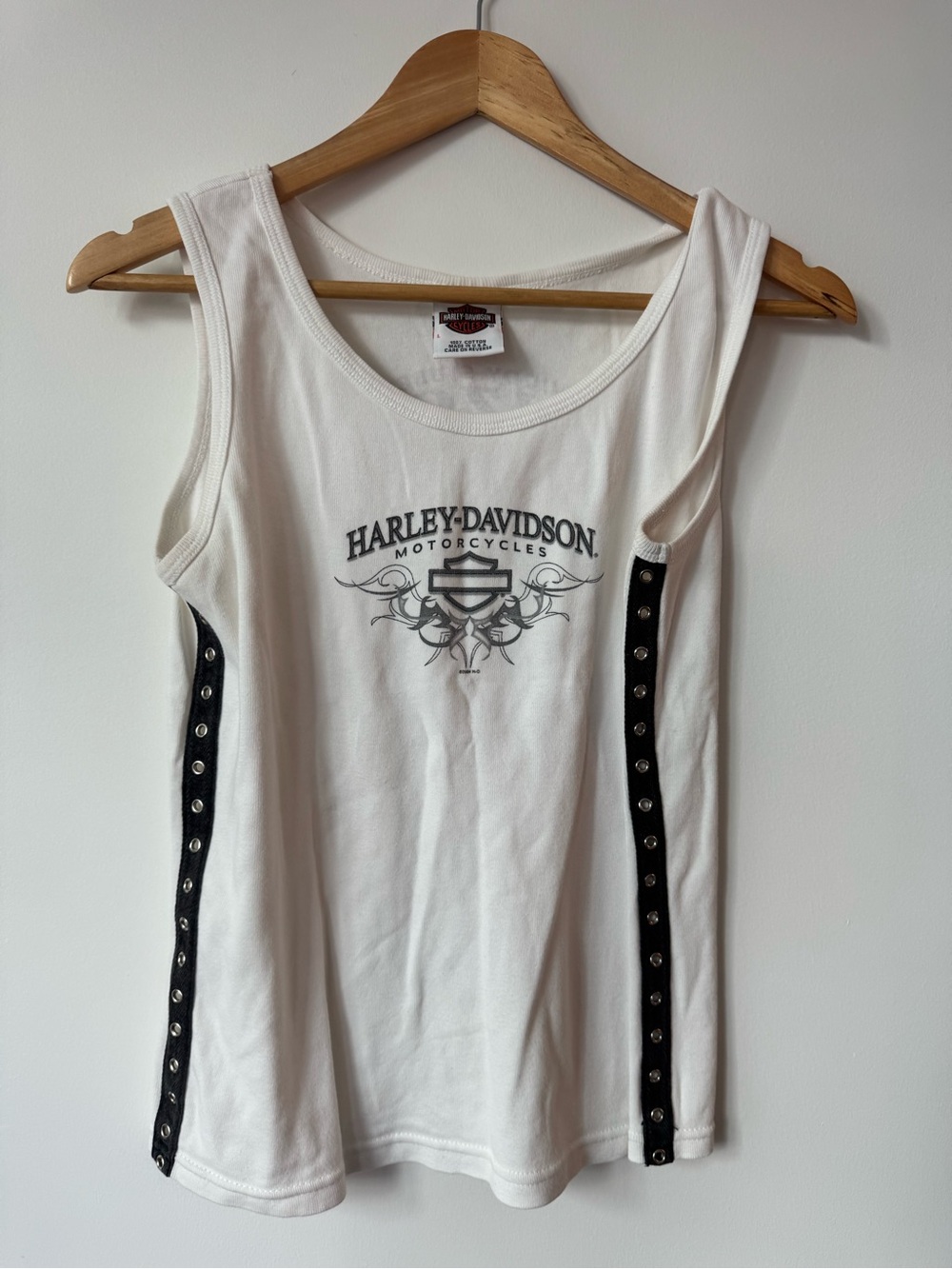 Vintage 2004 Harley Davidson Grommet Side Tank Top White Phoenix AZ Large USA